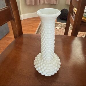 E.O. Brody Cleveland Co. Hobnail Milk Glass Bulb Vase Made In USA 8"